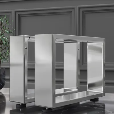 Produktbild von 2er-Set MORENA | Lounge Tisch Kufe | Edelstahl | Füße: 12x12cm | B68xH36cm | U Tischgestell, TischKufe Edelstahl