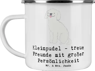 Produktbild von Mr. & Mrs. Panda Teetasse Kleinpudel Freunde - Weiß - Geschenk, intelligente Hunde, Emaille Becher, Hundeliebhaber, intelligenter Hund, Pott, Tasse, Hunderassen, loyale