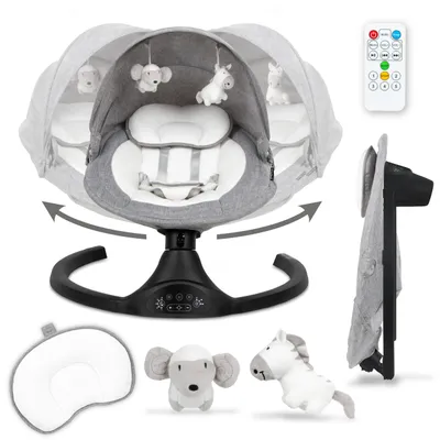 Image de COIL Balançoire bébé, électrique, multifonctionnelle Balançoire bébé, 5 vitesses de balancement, Bluetooth, télécommande, harnais 5 points, noir