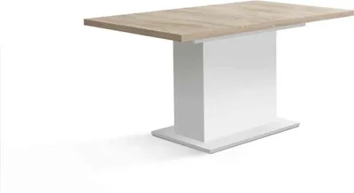 Image de Table a manger - ELARA - Extensible - Rectangulaire - Chene / Blanc mat - 8 personnes - 160-200 x 90 x 76 cm