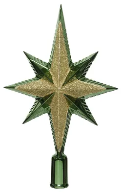 Produktbild von Christbaumspitze Stern 25cm Kunststoff, piniengrün / hellgold