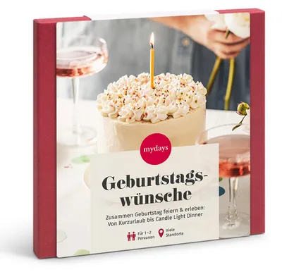 Produktbild von mydays Geschenkbox Zum Geburtstag für 2; Erlebnis verschenken oder selbst erleben; Gutschein für 2 Person(en)