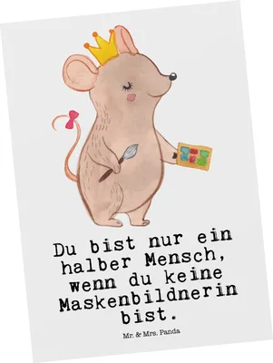 Produktbild von Mr. & Mrs. Panda Postkarte Maskenbildnerin Herz - Weiß - Geschenk, Grußkarte, Kosmetikstudio, Ausbildung, Ansichtskarte, Postkarten, einzelkarte, Spruch, Beauty Salon