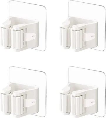 Produktbild von Halter Set für Wandmontage – Selbstklebend, starke Clips für einfache Installation – Für Küche und Bad (weiß)