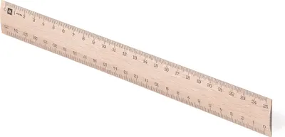 Image de Metrie, Scholar-M25, règle en bois, 1 bord biseauté, échelle mm sur un côté, avec trou de suspension, 25 cm