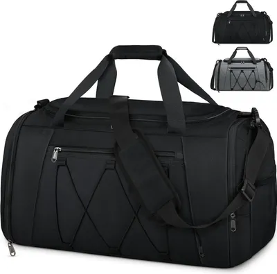 Image de Sac de sport NUBILY 40L noir étanche avec compartiment à chaussures Duffle Gym Bag