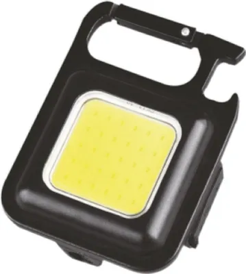 A black LED mini flashlight with a carabiner clip.