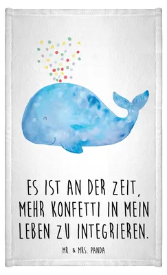 Produktbild von Mr. & Mrs. Panda Handtuch Wal Konfetti - Weiß - Geschenk, Meer, Trennung, Geburtstag, Gäste-WC, Abnehmen, Gästetuch, Mini-Handtuch, Kleines, Motivation, Frotteetuch