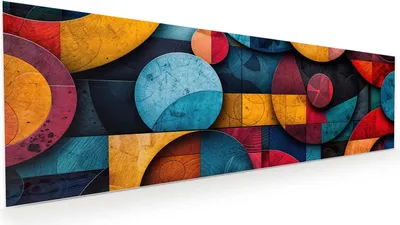 Produktbild von Glasbild 120x40cm in XXL für Wohnzimmer, Schlafzimmer Motiv Bunte Kreise