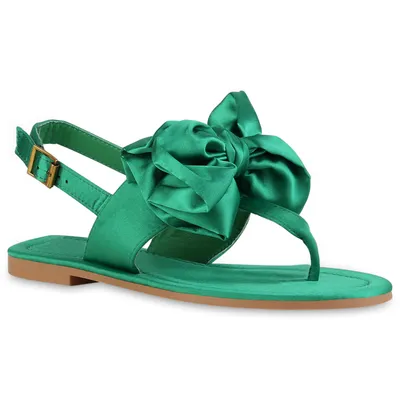 Produktbild von VAN HILL Damen Zehentrenner Sandalen Schleifen Schuhe 840450, Farbe: Grün, Größe: 37