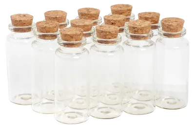 Glasflaschen mit Korken, 12 Stück, 30 ml, transparent