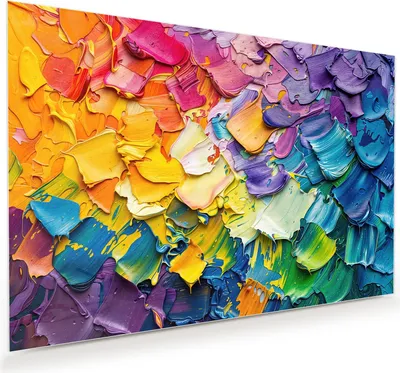 Produktbild von Glasbild 45x30cm in XXL für Wohnzimmer, Schlafzimmer Motiv Farbenfrohe Pinselstriche