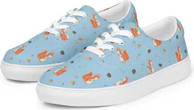Produktbild von Mr. & Mrs. Panda Sneaker Damen Eichhörnchen Blume Größe 42 1/2 - Blau - Geschenk, Stoffschuh, Damenschuhe, glücklich Spruch, Lustige Sprüche, Eichhorn, Turnschuhe, Lachen