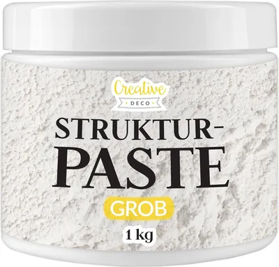Produktbild von Creative Deco Strukturpaste Grob 1kg | Weiße Spachtelmasse für Acrylmalerei | Modellierpaste für Kunstprojekte, Acrylfarbe, DIY, 3D-Effekte, Texturen
