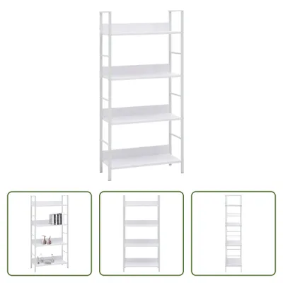 Obrázok produktu pre The Living Store Regál na knihy 4 police Biely 60 × 27,6 × 124,5 cm Materiál na báze dreva