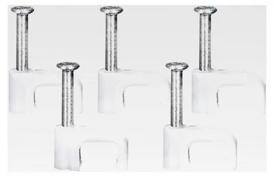 Produktbild von 100 Stück Kabelschellen 6mm eckig - weiß - Kabelklemmen für Flachkabel