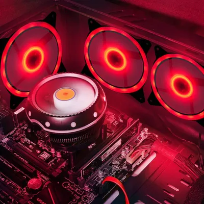 Produktbild von Computer Kühler PC Lüfter 120mm, RGB PC Gehäuselüfter, Dual Licht Loop RGB LED, Rot 4 St.
