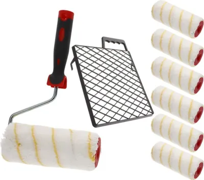 Produktbild von Farbrolle SET Polyacryl 13mm 18 cm Maler Streich Rolle Dispersion Latex Farbe