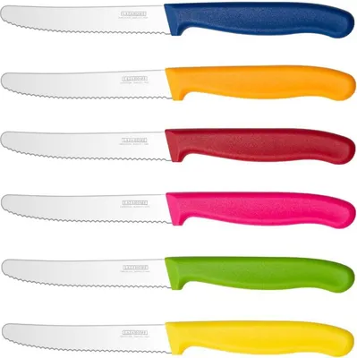 Produktbild von LAZAHOME 6er Tafelmesser Set Wellenschliff Edelstahl, Bunt