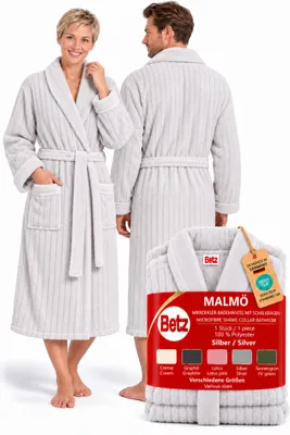 Immagine prodotto di Accappatoio Betz in microfibra con collo a scialle - MALMÖ - per uomo e donna, taglia L/XL, colore: grigio argento