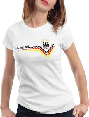 Produktbild von style3 Deutschland EM 2021 2022 Damen T-Shirt Germany Fußball Europameisterschaft Trikot, Farbe:Weiß, Größe:M