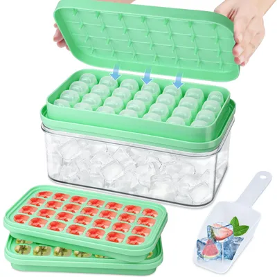 Eiswürfelform mit Deckel, 2er Set, Silikon, BPA-frei, grün, XX-Large
