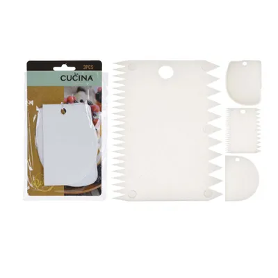 Image de Lot de 3 racloirs à pâtisserie Koopman, en plastique, 12 x 8 cm, blancs