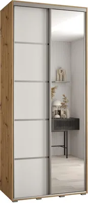 Produktbild von MEBLE KRYSPOL Davos 5 Schrank, zwei Türen - 235,2x100x45 cm - Artisan Weiß Silber