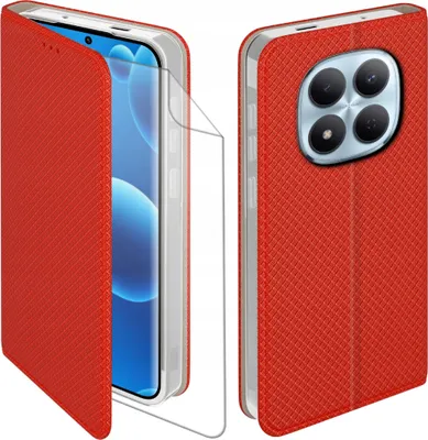Immagine prodotto di Etui z klapką do Xiaomi Redmi Note 15 5G Zamykane Czerwone Futerał + Folia
