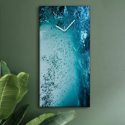 Produktbild von Wohnzimmer Leinwand Uhr Geräuschlos Küche 30x60 Spritzen, Wasser, Abstrakt, weiße Zeiger