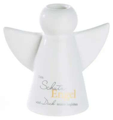Zdjęcie produktu dla Świecznik w kształcie anioła, "Anioł Stróż", napis, porcelana, biały, zestaw 3 sztuk, długość: 8,5 cm, szerokość: 14 cm, wysokość: 14 cm, numer produktu: 25771, kod kreskowy: 4063387257715
