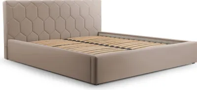 Produktbild von Polsterbett, Doppelbett mit Gepolsterter Kopfteil, Bett mit Kopfstütze, Bettkasten und Lattenrost, Rahmenbettgestell, Samststoff, Stauraumbett - Bett 02 - 180x200 - Rabbit (TRINITY 5)