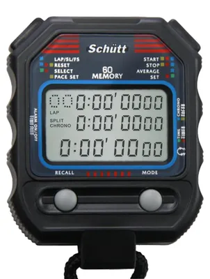 Produktbild von Schütt Stoppuhr PC-90 | Dreizeiliges Display | 60 Memory | Timer & Pacer | Druckpunktmechanik | Stoß- und Spritzwasserfest | Sport