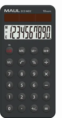 Produktbild von MAUL Taschenrechner ECO MD 2 LCD-Anzeige 1-zeilig, 10 Ziffern Solar 14.7 x 7.2 x 1.2 cm schwarz