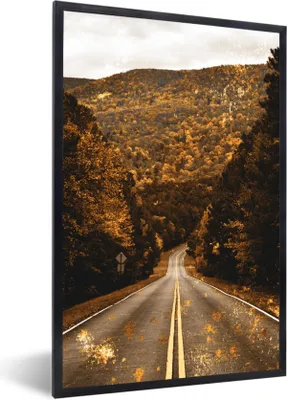 Produktbild von MuchoWow® MuchoWow® Gerahmtes Poster Gold - Straße - Bäume 20x30 cm - Poster mit zchwarzem Bilderrahmen - Drucken - Bilder Poster im Rahmen