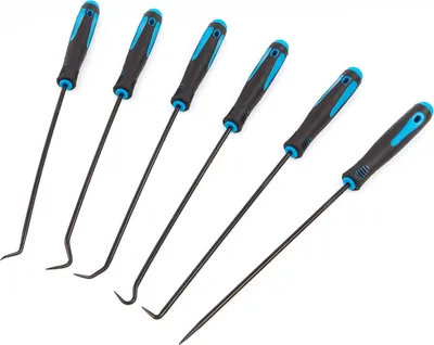 Immagine prodotto di Set 6 attrezzi ganci extra lunghi per rimozione guarnizioni anelli O-ring paraolio kit, set di ganci per guarnizioni O-ring,Hbm Machines Olanda