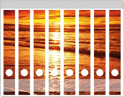 Produktbild von Wallario Ordnerrücken Sticker, selbstklebend für schmale Ordner, 8 Stück, Motiv Farbenfroher Sonnenuntergang über dem Meer II