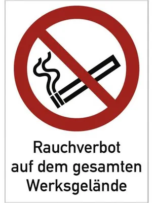 Produktbild von Dreifke® Schild Rauchverbot Werksgelände ISO 7010, Kombischild, Kunststoff, 2...