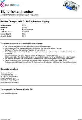 Produktbild von Gender-Changer VGA 2x D-Sub Buchse 15-polig