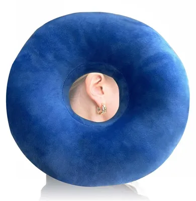 Imagen del producto de Solidchoice - Almohada para piercings en forma de rosquilla azul, ideal para personas que duermen de lado