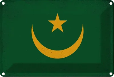 Produktbild von vianmo Blechschild 20x30 cm Mauretanien Mauritania Vintage Flagge Fahne Wappen