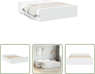 Imagen del producto de Conjunto de cama "Living Store" con cajones, color blanco, 140x200 cm, fabricado en material de madera