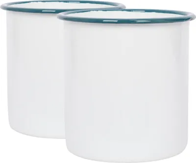 Produktbild von 2x Grün 15.5cm Weiß Emaille-Utensilienhalter - Küche Besteck Utensilien Löffel Lagerung Veranstalter Topf Gestell Caddie Stand - Von Argon Ta