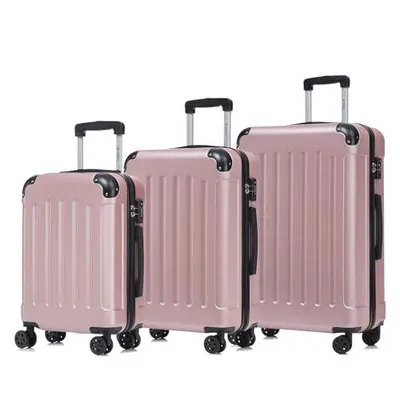 Produktbild von yonsly Premium Reisekoffer TSA-Schloss,YKK-Reißverschluss Hartschalen-Koffer Kabinenkoffer Rollkoffer Suitcase Handgepäck (Roségold, M-L-XL-Set)