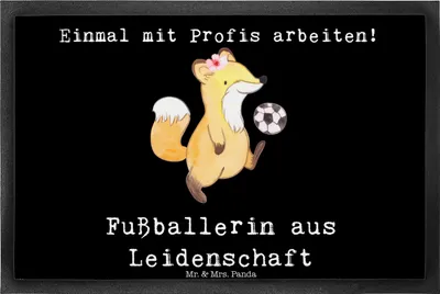 Produktbild von Mr. & Mrs. Panda Türmatte Fußballerin Leidenschaft 40 x 60 cm - Schwarz - Geschenk, Abtretmatte, Glücksbringer, Schmutzfangmatte, Schuhabstreifer, Bodenvorleger, fußmatte