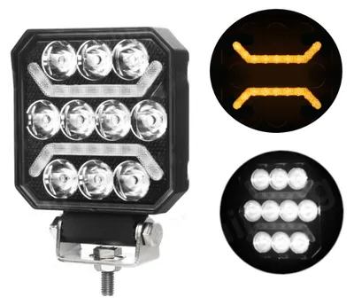 Produktbild von Universelle, leistungsstarke LED‑Diodenlampe, halogenweißes Licht + orange Positionsleuchte, 15 W, 1500 lm, 12–24 V, E‑Kennzeich