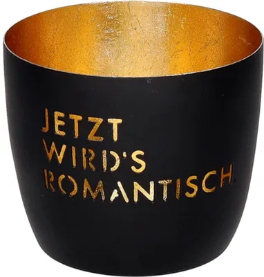 Produktbild von Gift Company Windlicht Madras M, Jetzt wirds romantisch, Teelichthalter, Kerzenhalter, Eisen, Schwarz / Gold, H 8.5 cm, 1212504002