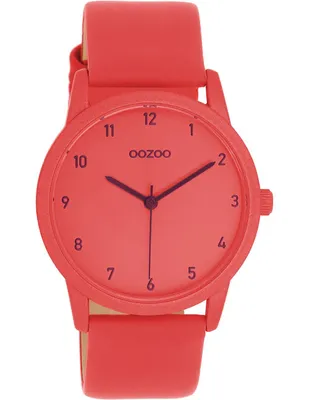Produktbild von Oozoo Armbanduhr rot Leder Timepieces Damen Analog-Quarzuhr UOC11172
