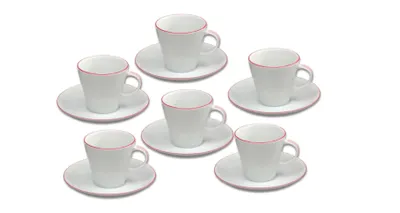 Zdjęcie produktu dla Thun 1794 Tom, filiżanka ze spodkiem, porcelana, 200 ml, czerwona linia, Thun