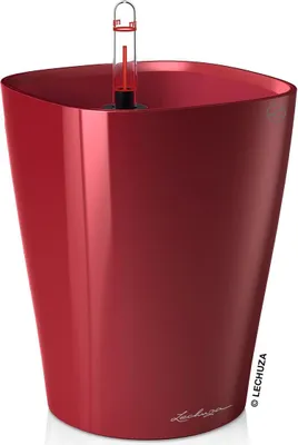 Produktbild von LECHUZA-Pflanzgefäß DELTINI Premium Scarlet Rot Hochglanz | Tischgefäß mit Bewässerungssystem | Hochglanz-Oberfläche | 15 x 15 x 19 cm | 14919